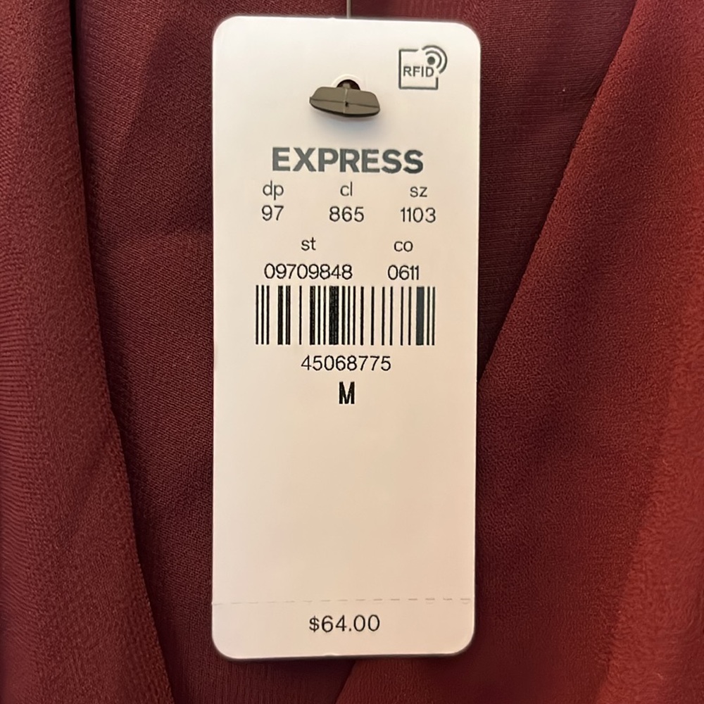Express Burgundy Ruffle Blouse - Picture 6 of 10